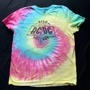 SOLD! AC/DC High Voltage Rainbow Tie Dye Tee